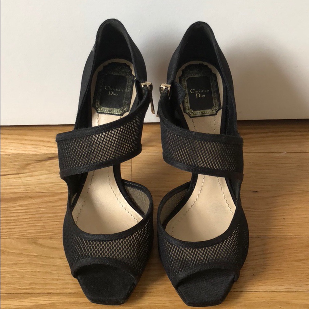 Christian Dior Black mesh heels